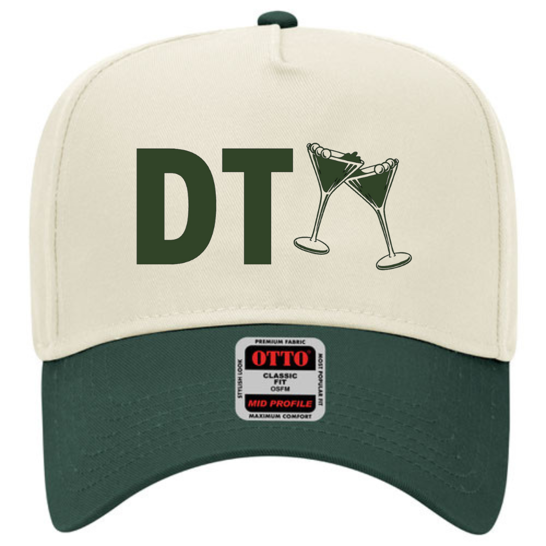 Jenna Hat: Natural & Green w/Emerald Metallic Design - '24