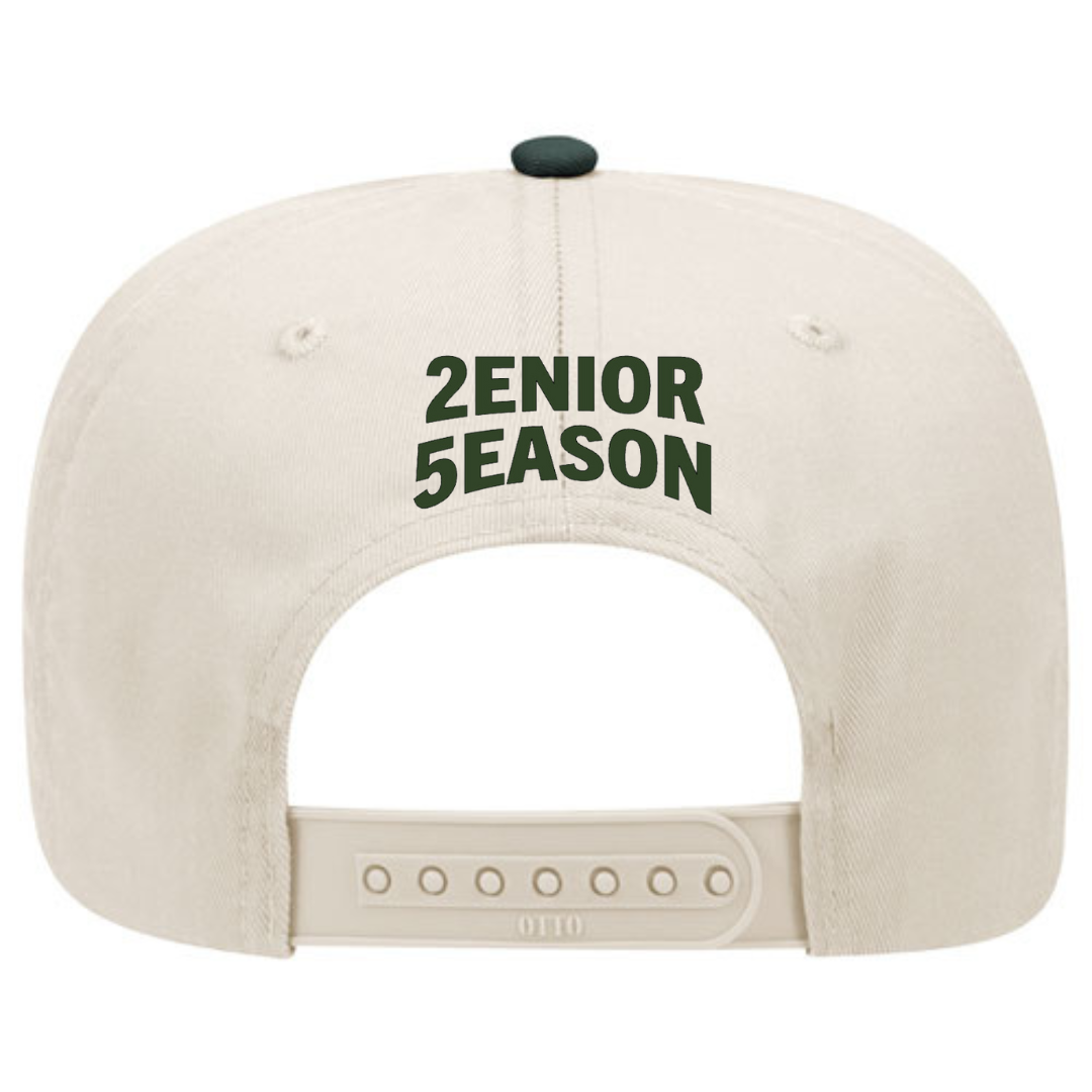 Jenna Hat: Natural & Green w/Emerald Metallic Design - '25