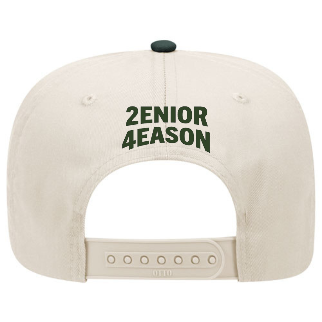 Jenna Hat: Natural & Green w/Emerald Metallic Design - '24